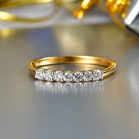 Luxuriant SI-G-H Lab Grown Diamond Band Ring in 18K Vermeil Yellow Gold Plated Sterling Silver