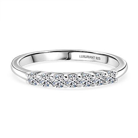 Luxuriant SI-G-H Lab Grown Diamond Band Ring in Rhodium Overlay Sterling Silver