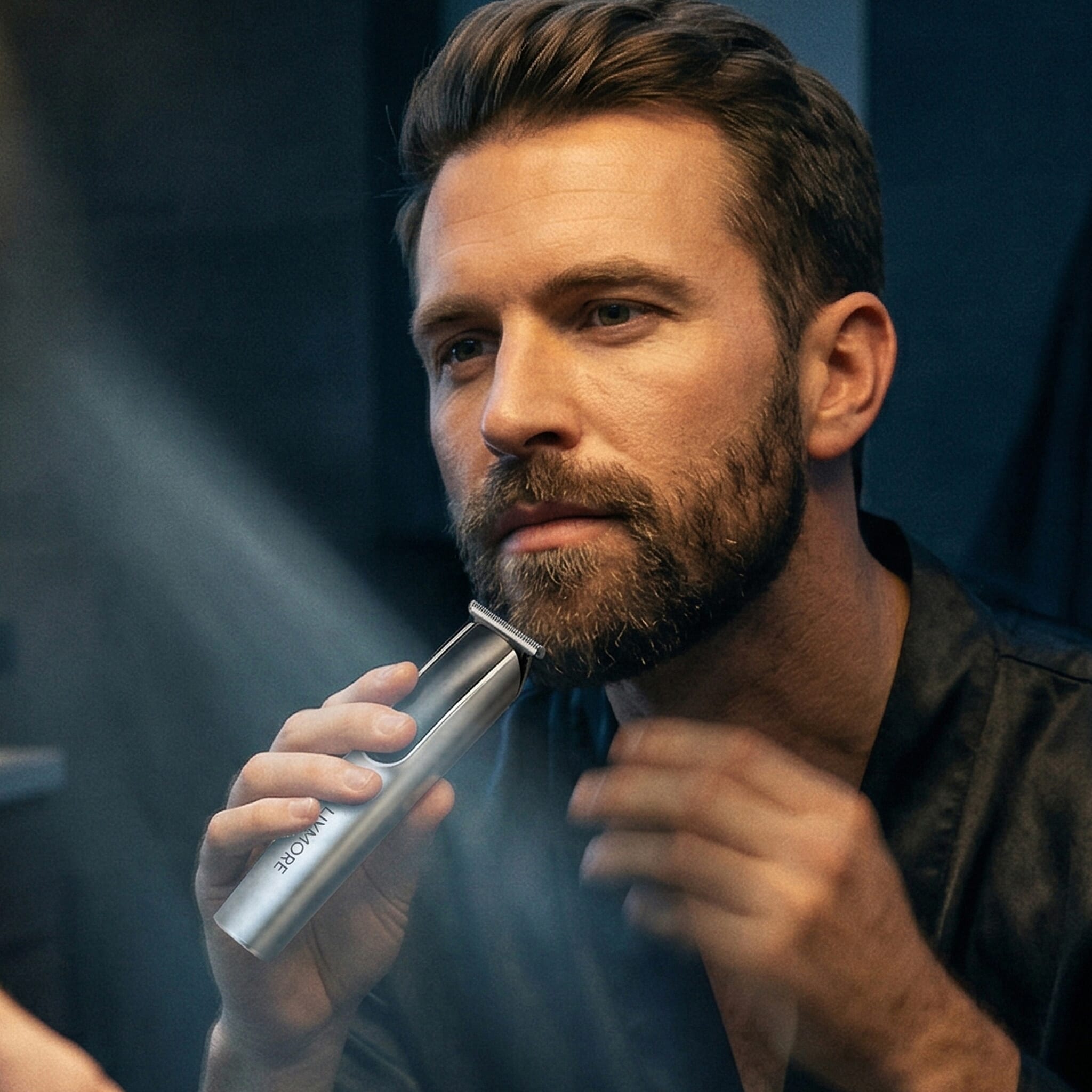 Livmore MS-806 5-in-1 Mens Grooming Kit - Professional Silver Cordless Hair Trimmer with LED Display, Rechargeable 90-Minute Lithium Battery Shaver