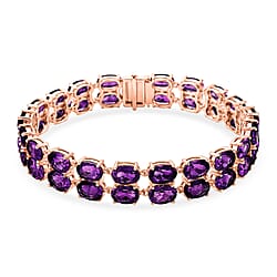 D'Joy AAA Uruguay Amethyst Dual Row Bracelet 