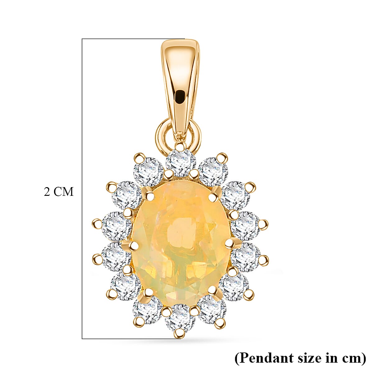D'Joy Ethiopian Opal & Moissanite Sunburst Pendant in Yellow Plated Sterling Silver 1.28 Ct.