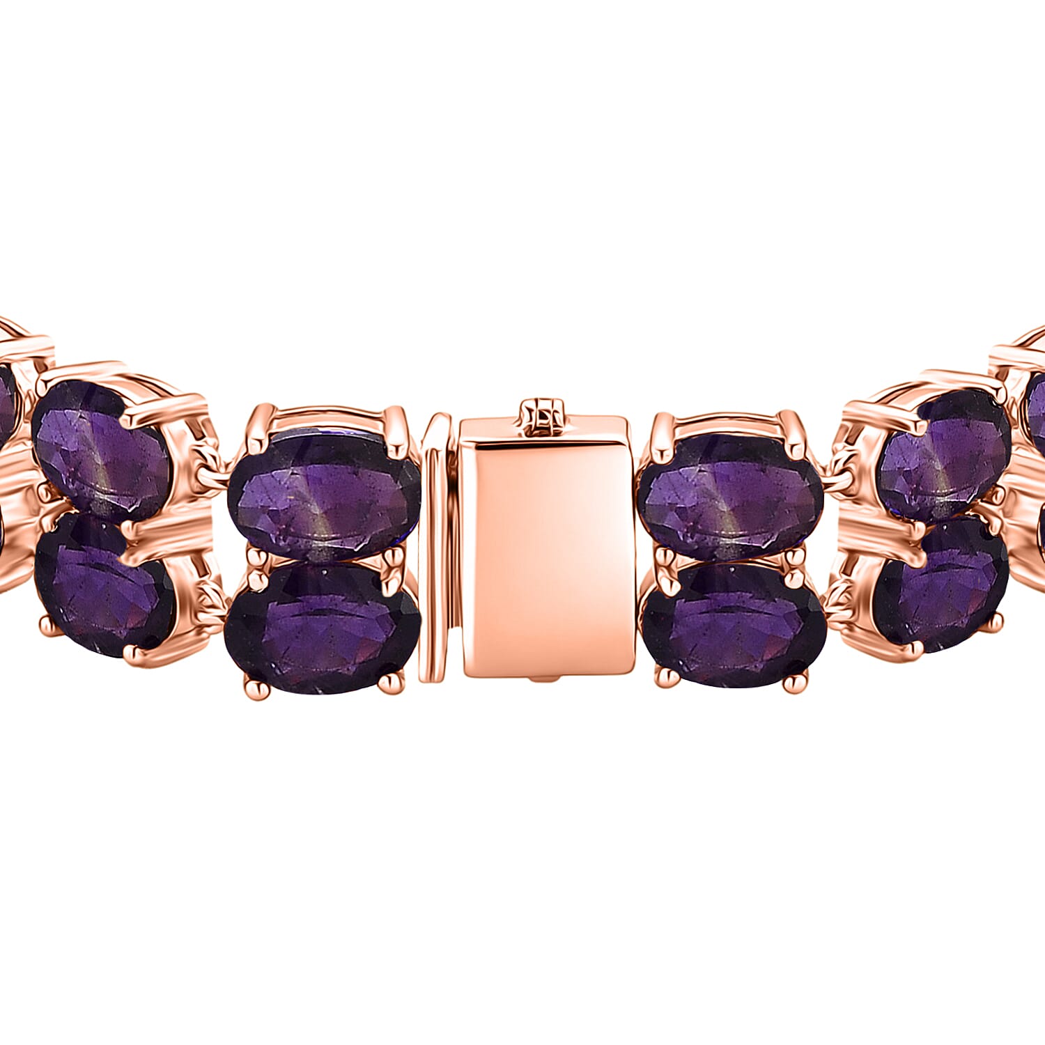 D'Joy AAA Uruguay Amethyst Bracelet (Size - 8) in Rose Gold Plated Sterling Silver 35.00, Silver Wt. 16.00 Gms
