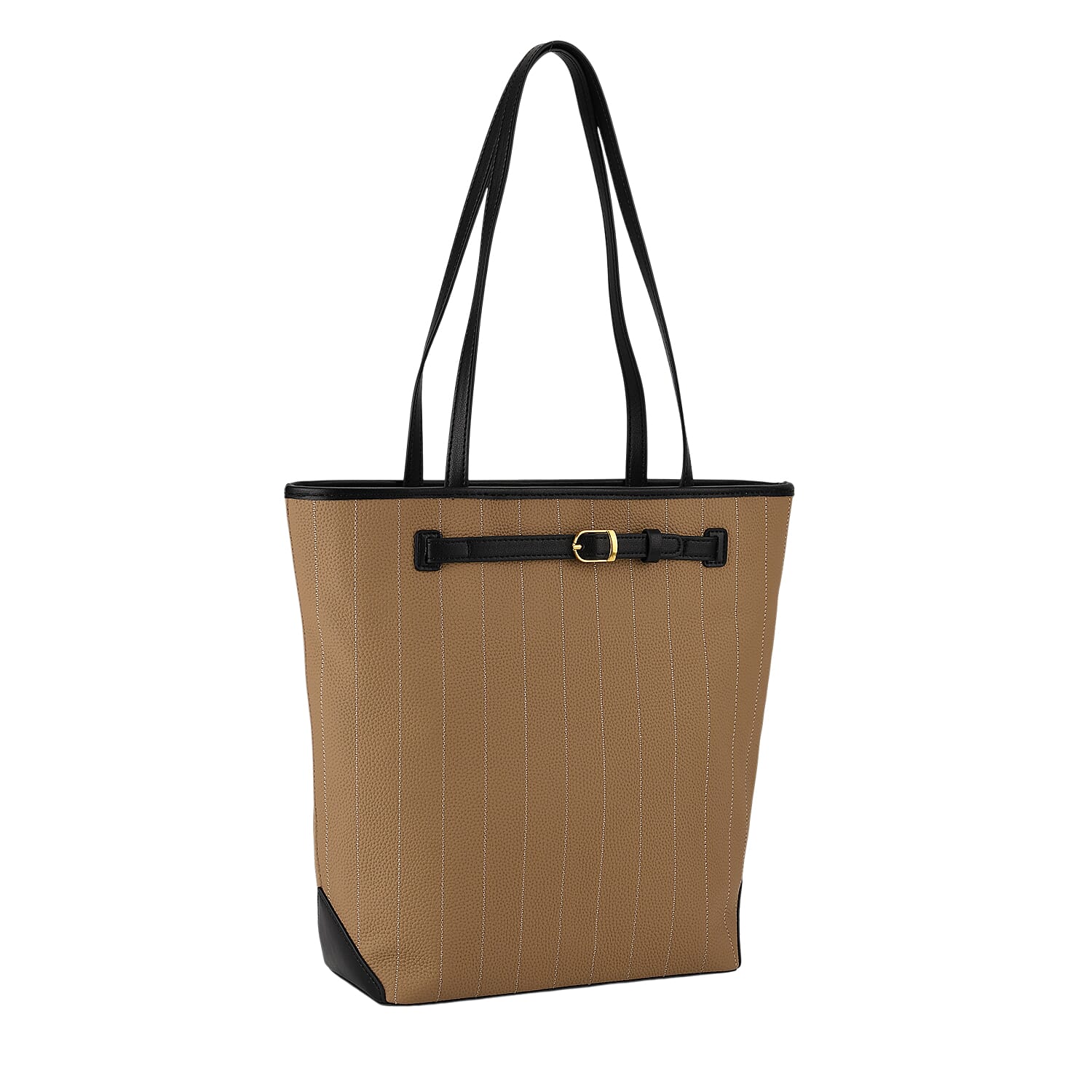 Genuine Leather Tote Bag with Handle Drop (27cm) - Khaki