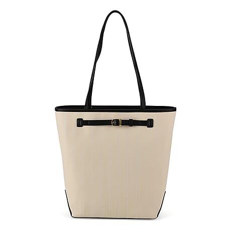 Genuine Leather Tote Bag with Handle Drop (27cm) - Ivory