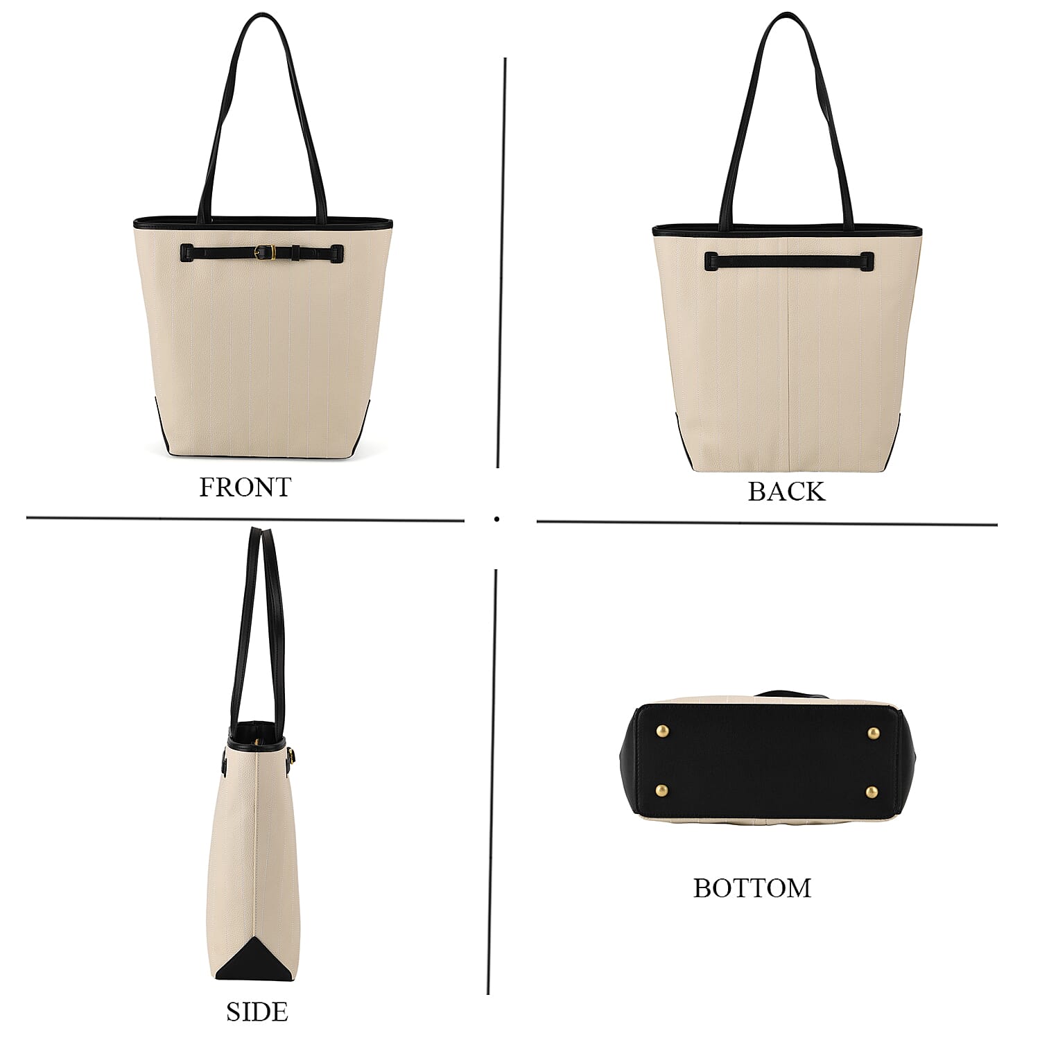 Genuine Leather Tote Bag with Handle Drop (27cm) - Ivory