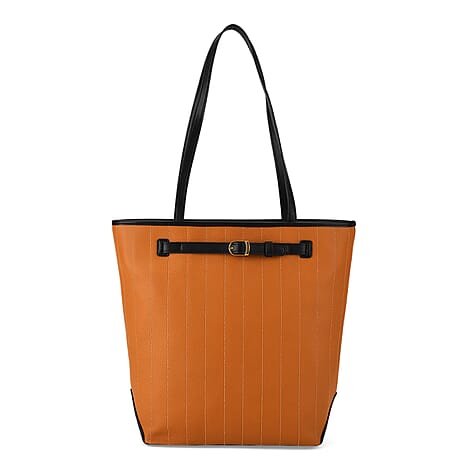 Genuine Leather Tote Bag with Handle Drop (27cm) - Tan