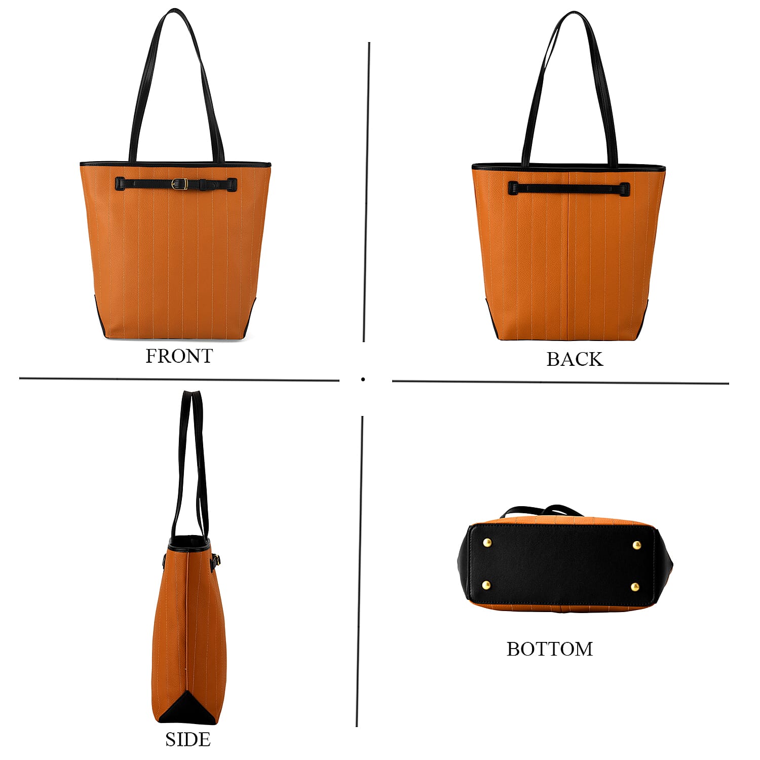 Genuine Leather Tote Bag with Handle Drop (27cm) - Tan