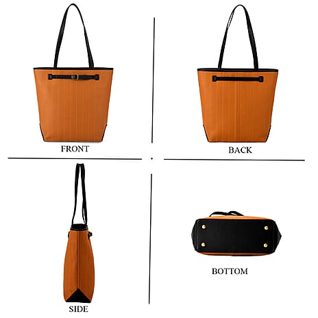 Genuine Leather Tote Bag with Handle Drop (27cm) - Tan