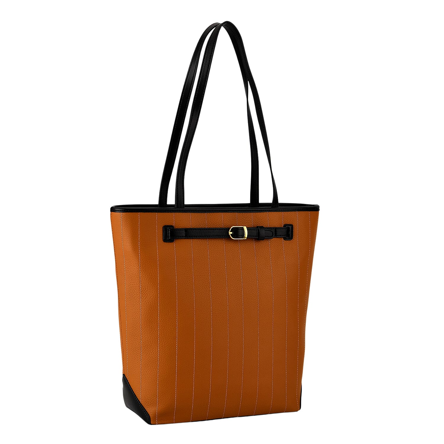 Genuine Leather Tote Bag with Handle Drop (27cm) - Tan