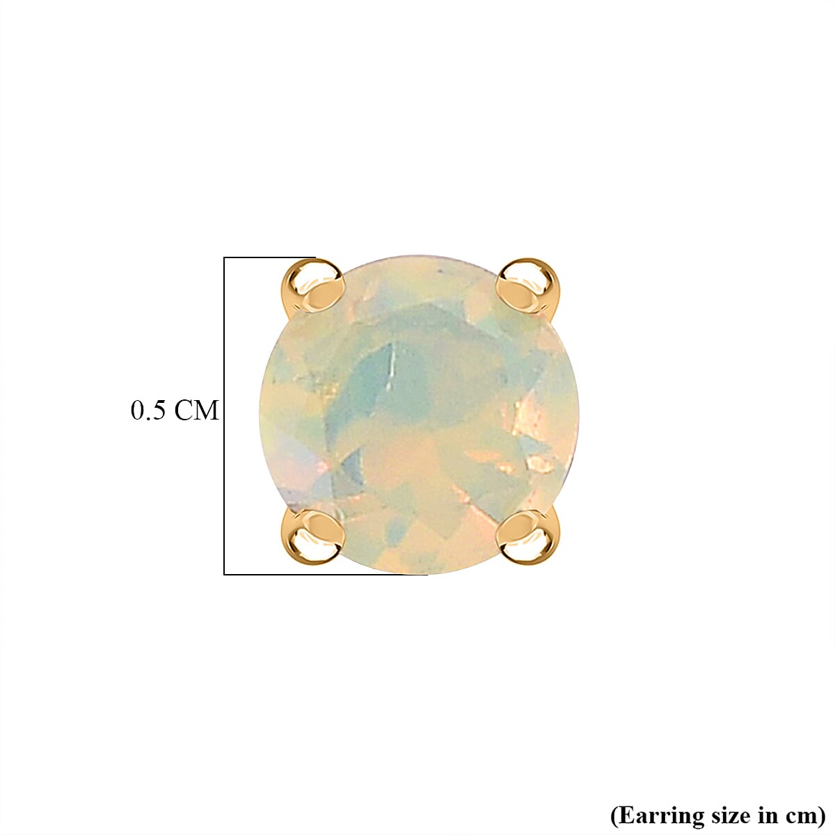 D'Joy Ethiopian Opal Solitaire Earring with Push Back in Yellow Gold Plated Sterling Silver 1.00 Cts