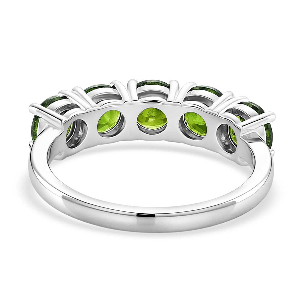 D'Joy Natural Chrome Diopside 5 Stone Ring in Rhodium Overlay Sterling Silver 2.75 Ct.