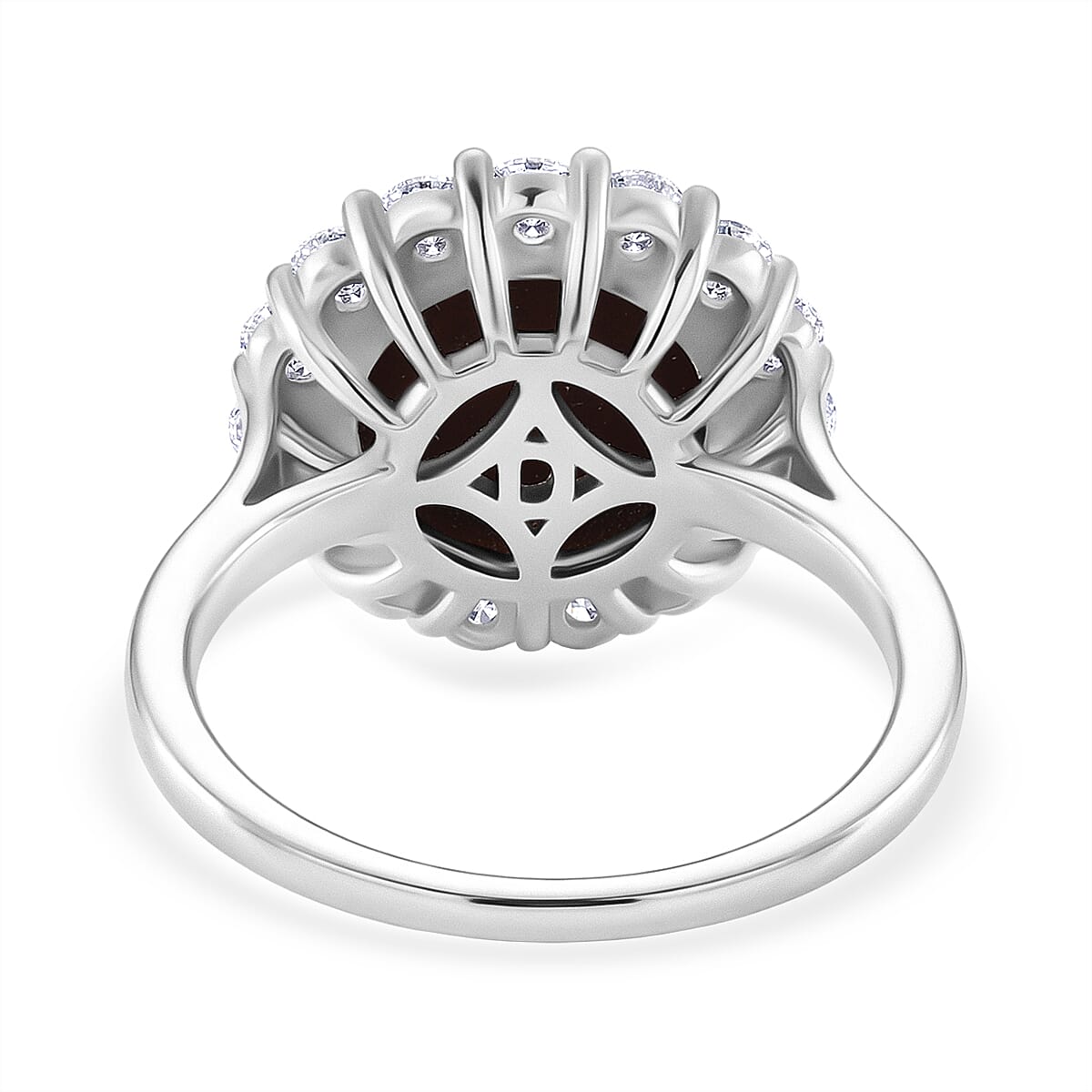 D'Joy Australian Boulder Opal  & Moissanite Halo Ring in Rhodium Overlay Sterling Silver 3.40 Ct.