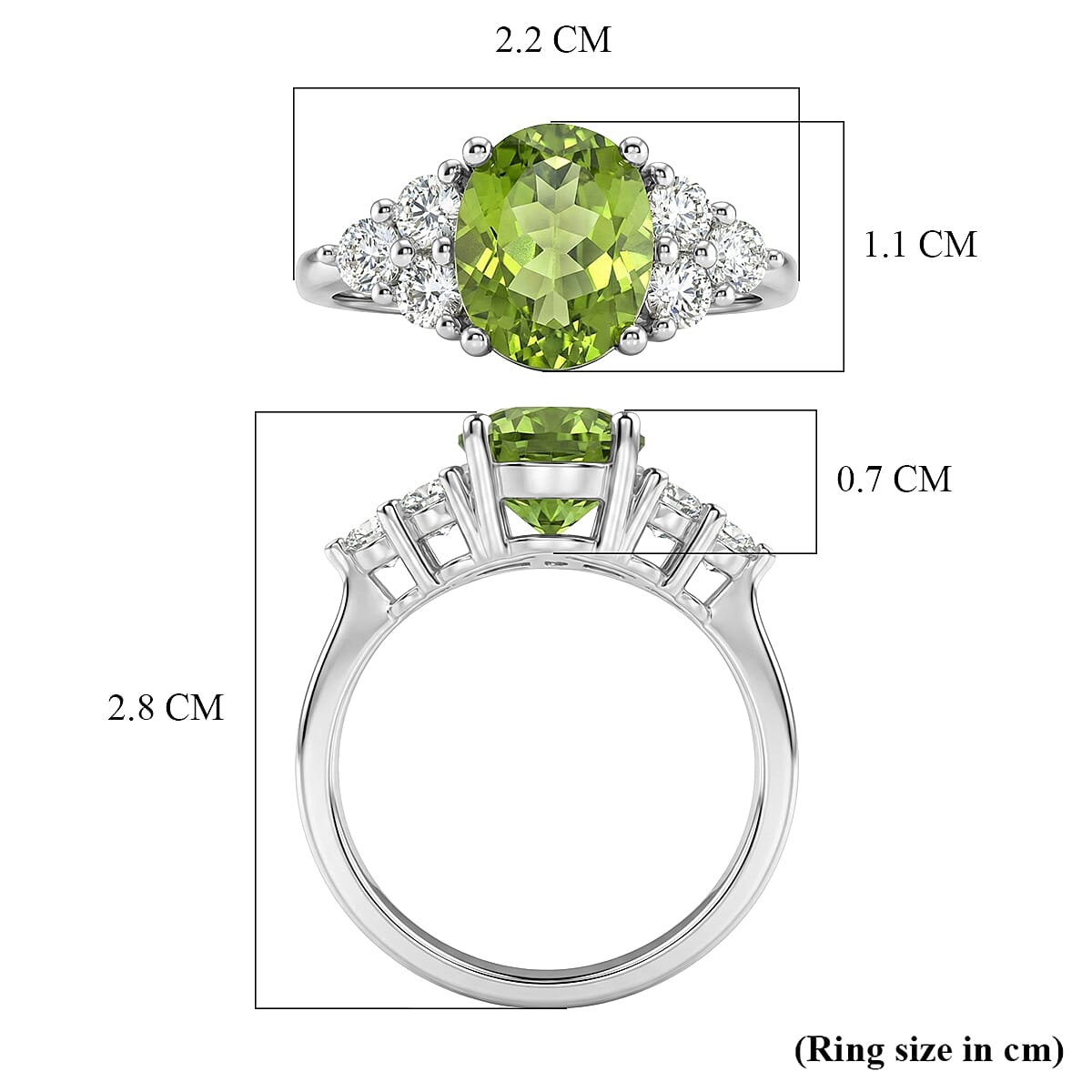 D'Joy Peridot & Moissanite Halo Ring in Rhodium Overlay Sterling Silver 3.36 Ct.