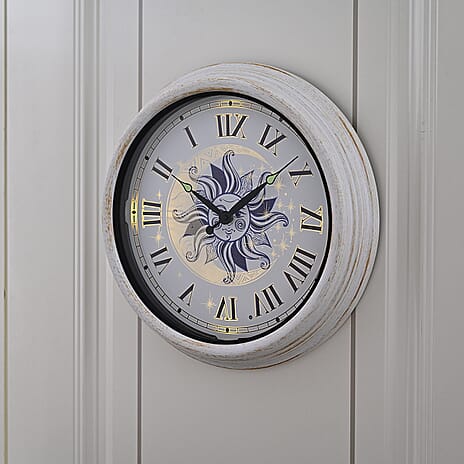 Waterproof Outdoor Wall Clock with LED Lights Powered by 4xAA Batteries  - White