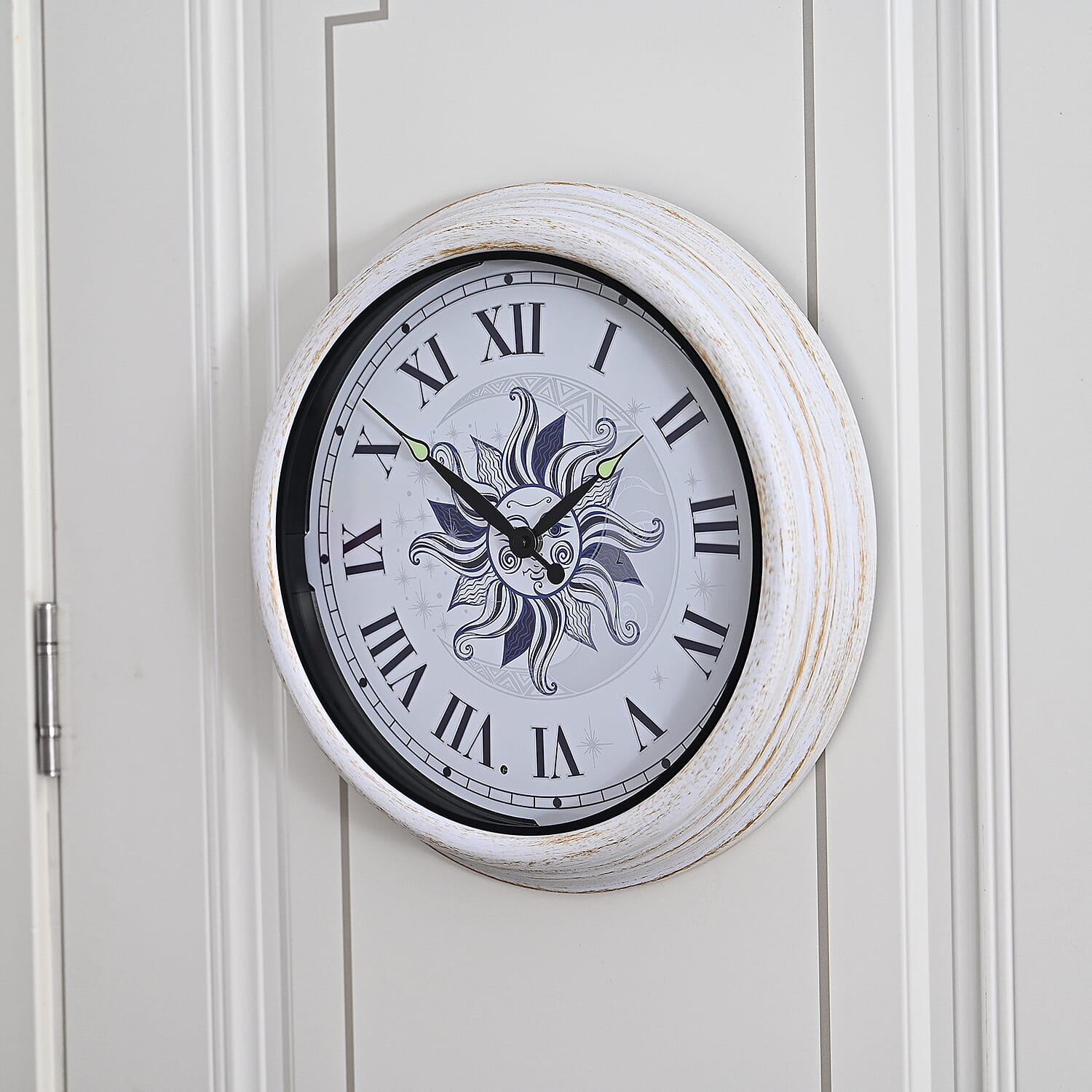 Waterproof Outdoor Wall Clock with LED Lights Powered by 4xAA Batteries (not included) - White