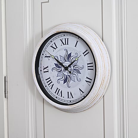 Waterproof Outdoor Wall Clock with LED Lights Powered by 4xAA Batteries  - White
