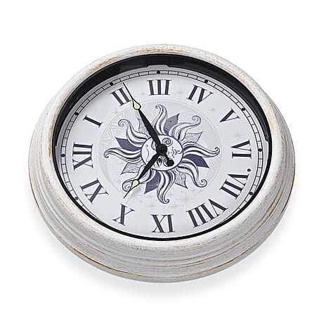 Waterproof Outdoor Wall Clock with LED Lights Powered by 4xAA Batteries  - White