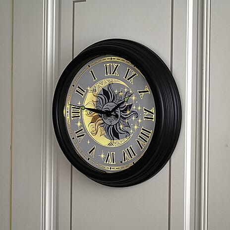 Waterproof Outdoor Wall Clock with LED Lights Powered by 4xAA Batteries - Black - White