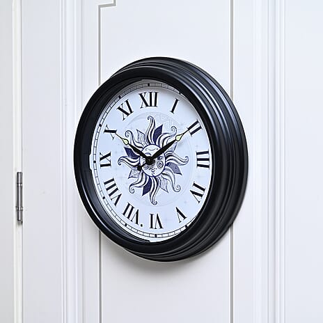 Waterproof Outdoor Wall Clock with LED Lights Powered by 4xAA Batteries - Black - White