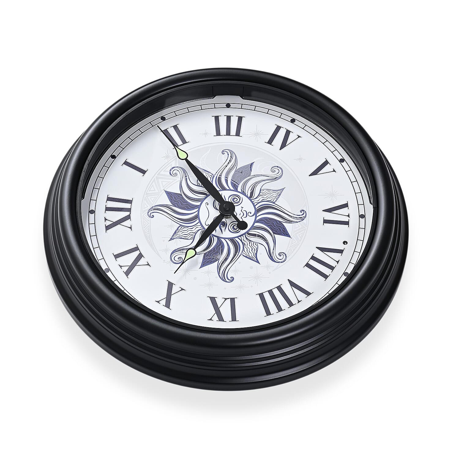 Waterproof Outdoor Wall Clock with LED Lights Powered by 4xAA Batteries (not included) - Black - White