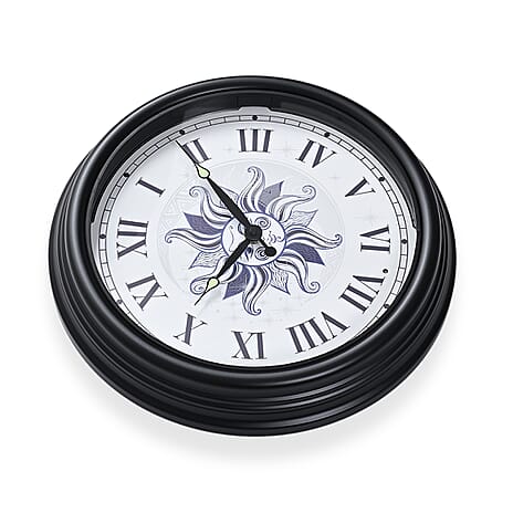 Waterproof Outdoor Wall Clock with LED Lights Powered by 4xAA Batteries - Black - White