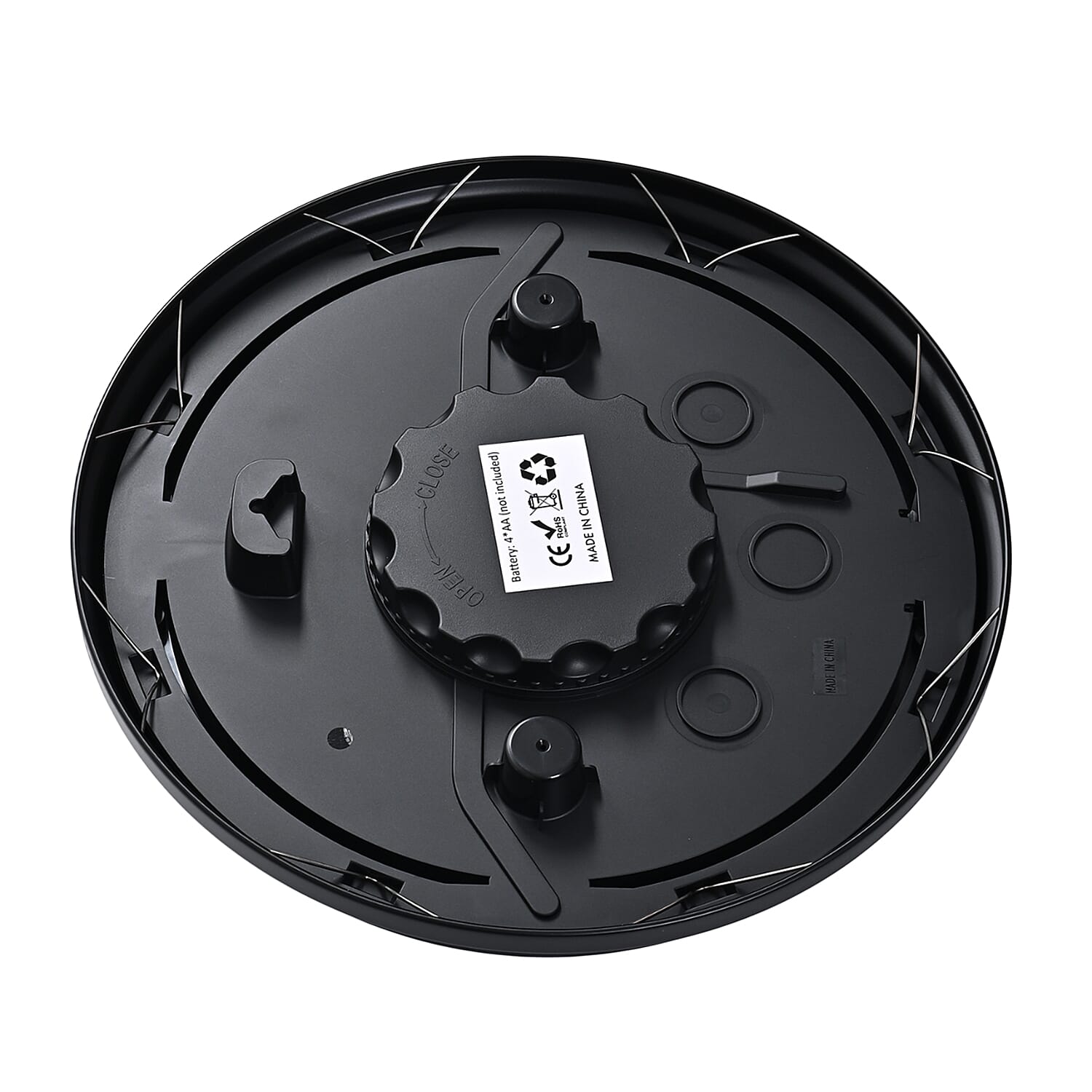 Waterproof Outdoor Wall Clock with LED Lights Powered by 4xAA Batteries (not included) - Black - White