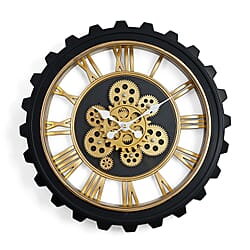 Rotating Gear Wall Clock Powered by 3 x AA Batteries (Not Included) -  White 50cm Diameter