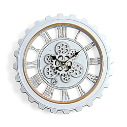 Rotating Gear Wall Clock Powered by 3 x AA Batteries (Not Included) -  White 50cm Diameter