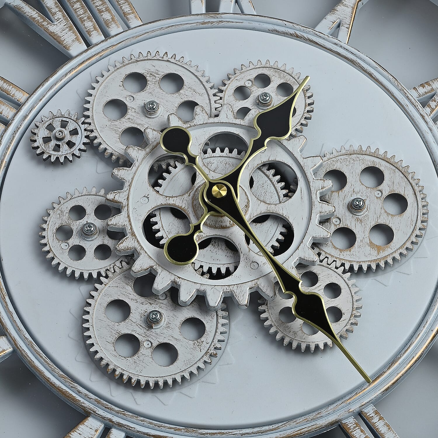 Rotating Gear Wall Clock Powered by 3 x AA Batteries (Not Included) -  White 50cm Diameter