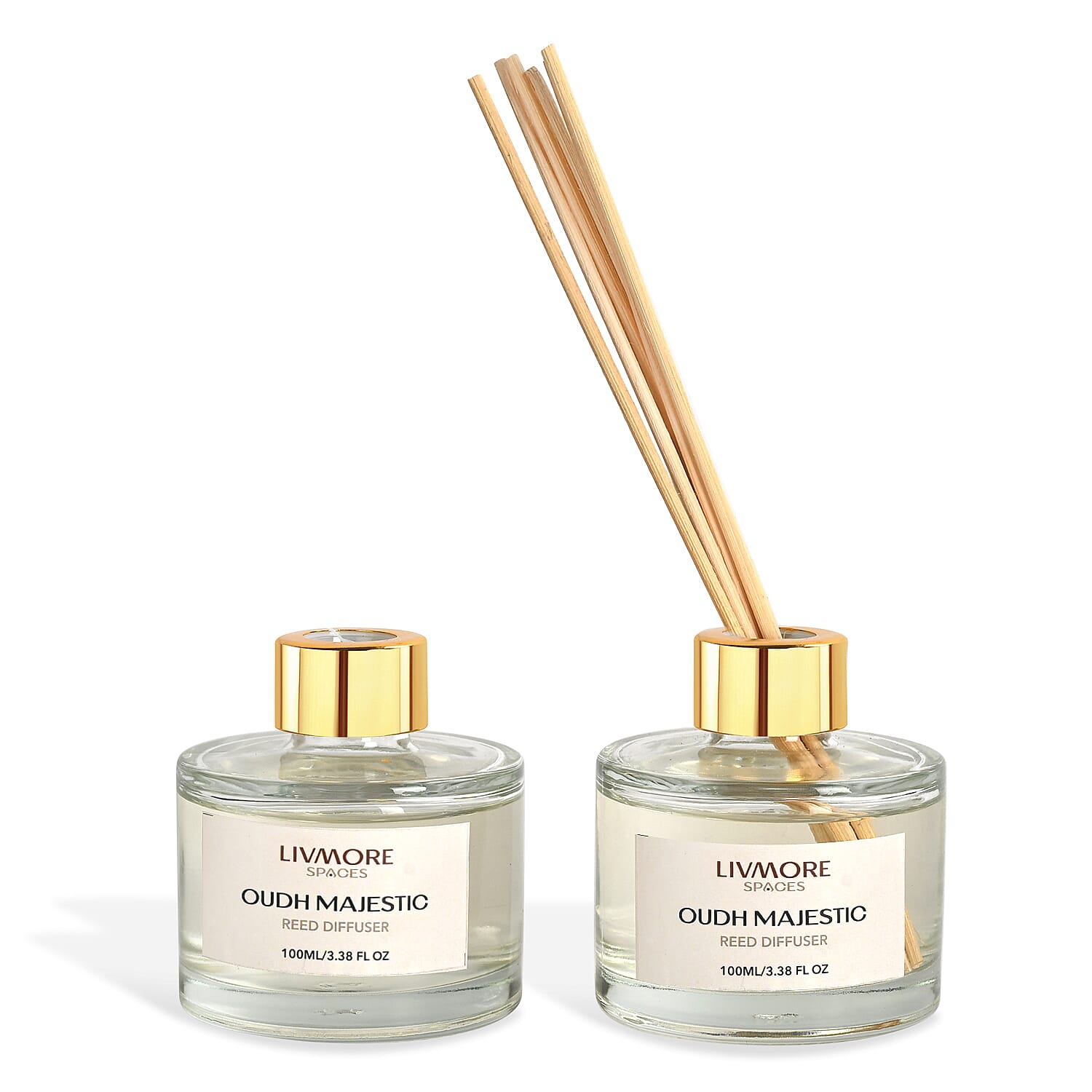 Livmore Set of 2 Majestic Oudh Reed Diffuser with 4 Natural Reed Sticks - 100ml