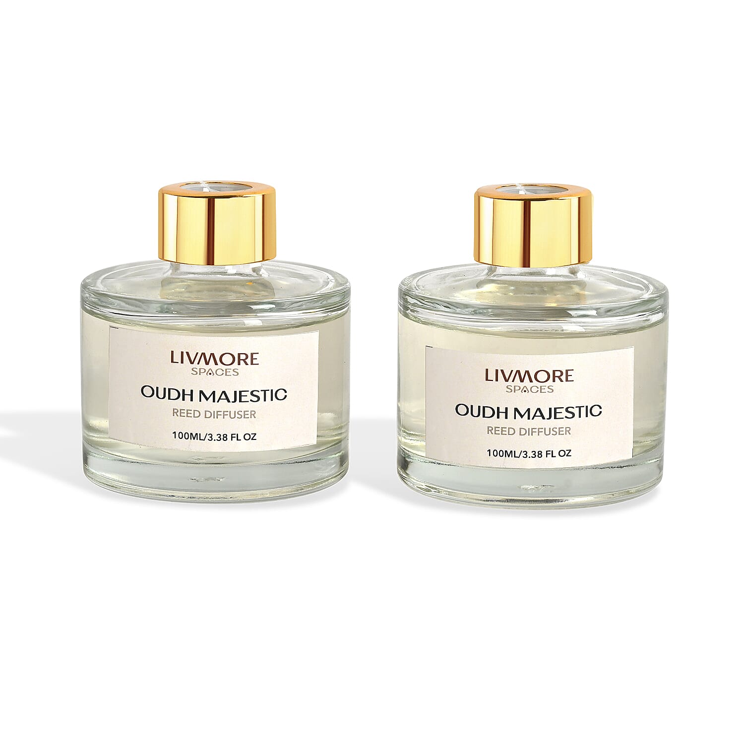 Livmore Set of 2 Majestic Oudh Reed Diffuser with 4 Natural Reed Sticks - 100ml