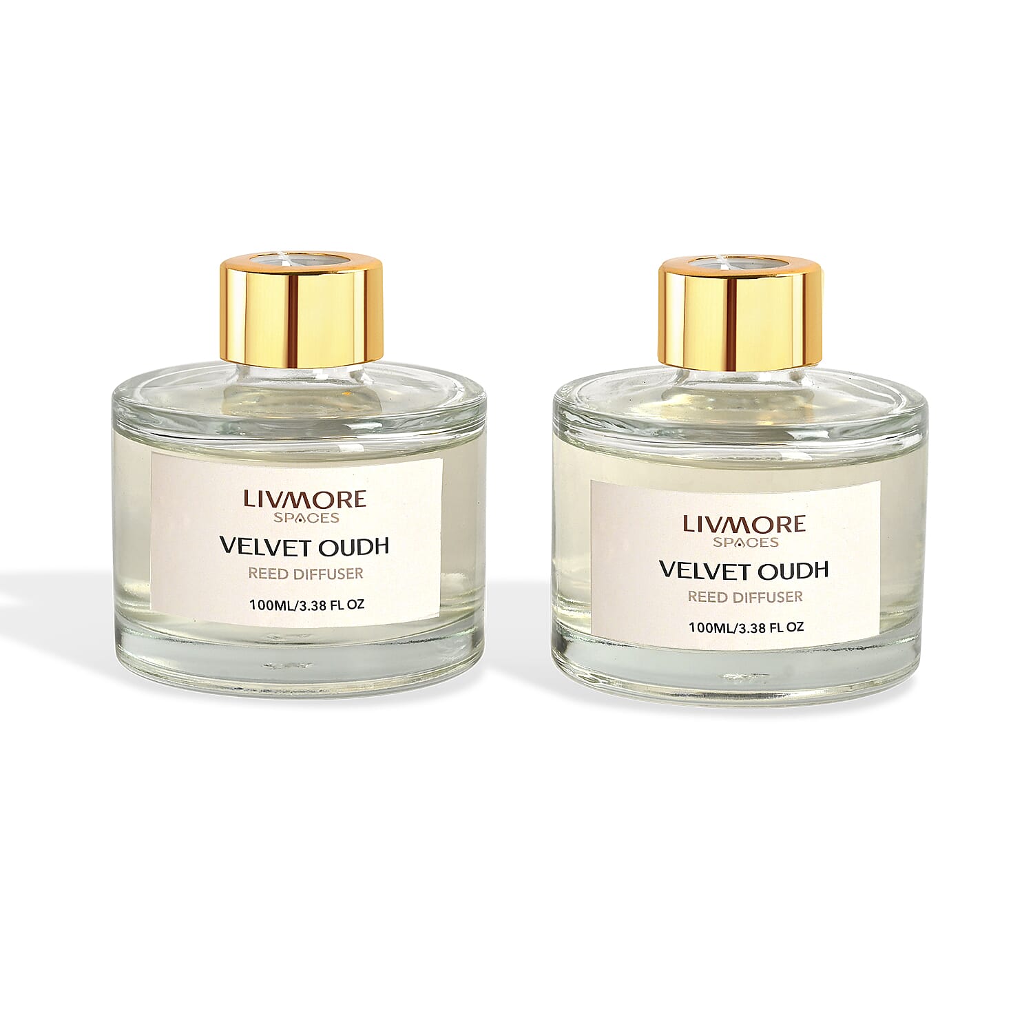Livmore Set of 2 Velvet & Oudh Reed Diffuser with 4 Natural Reed Sticks - 100ml
