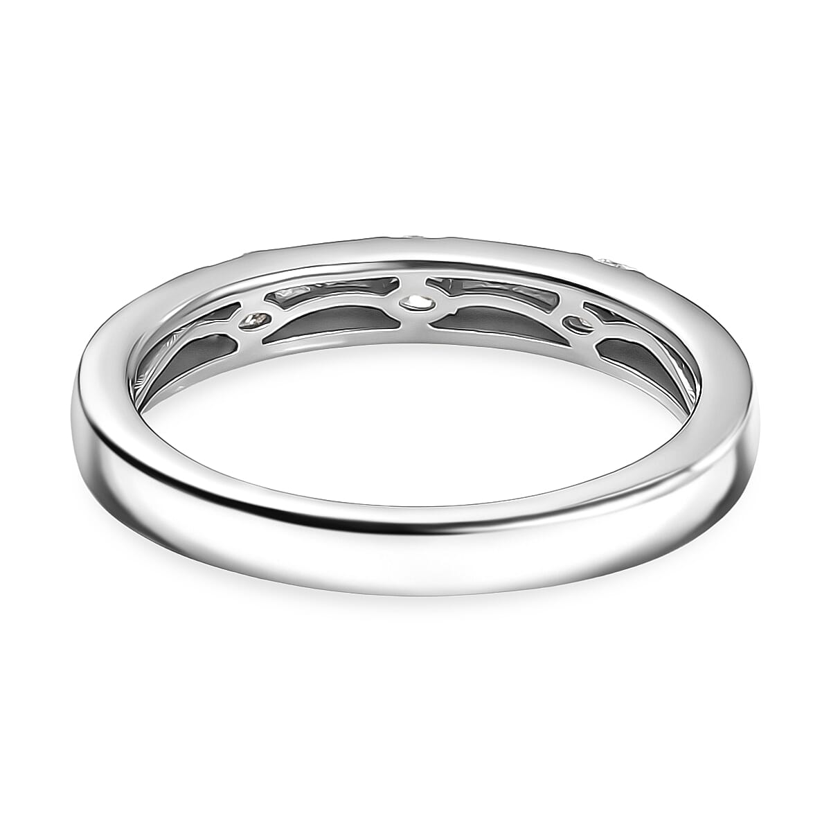 Luxuriant Lab Grown Diamond Trilogy Band  Ring in Rhodium OverlaySterling Silver