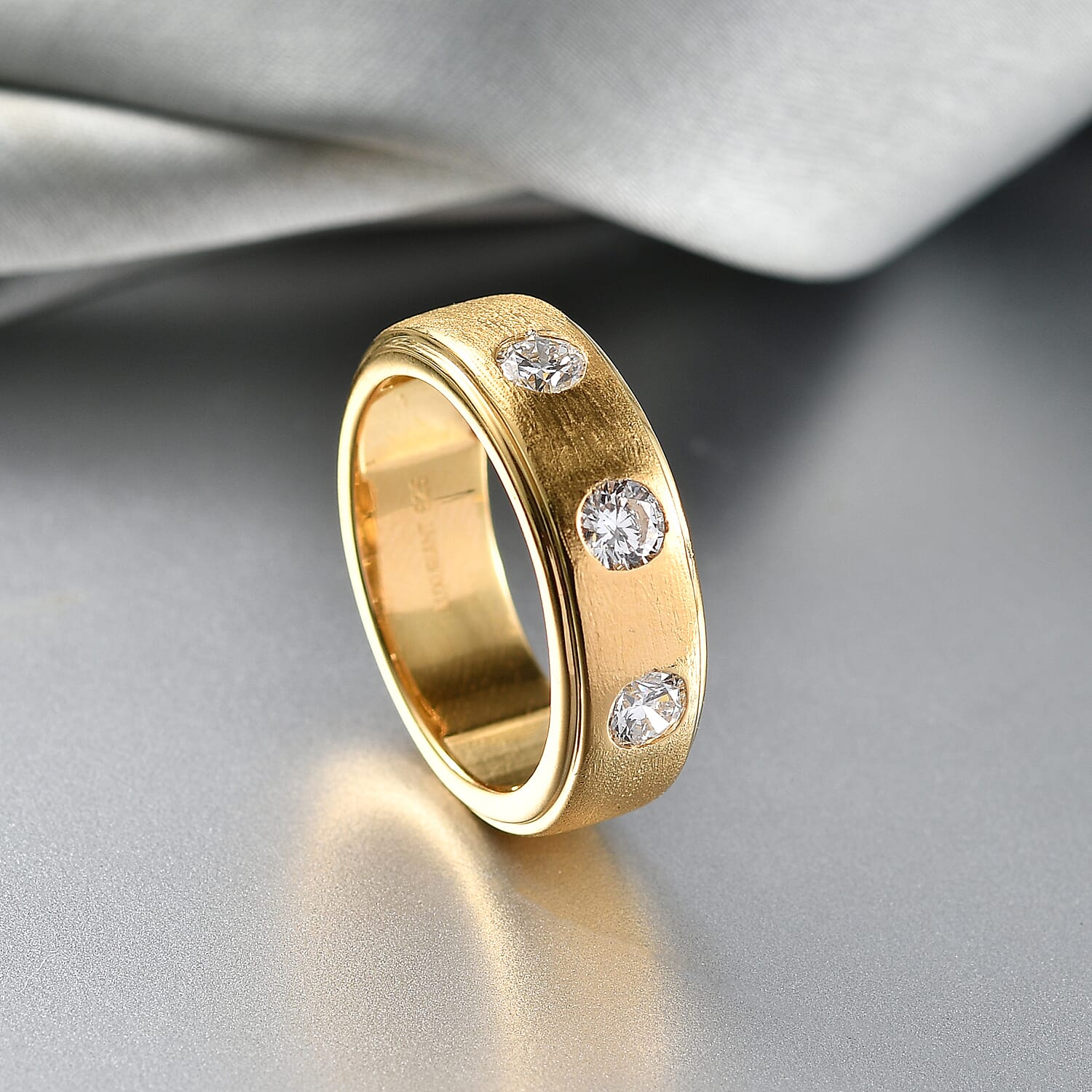 Luxuriant Lab Grown Diamond (SI-GH) Band Ring in 18K Vermeil Yellow Gold Plated Sterling Silver 1.00 Ct