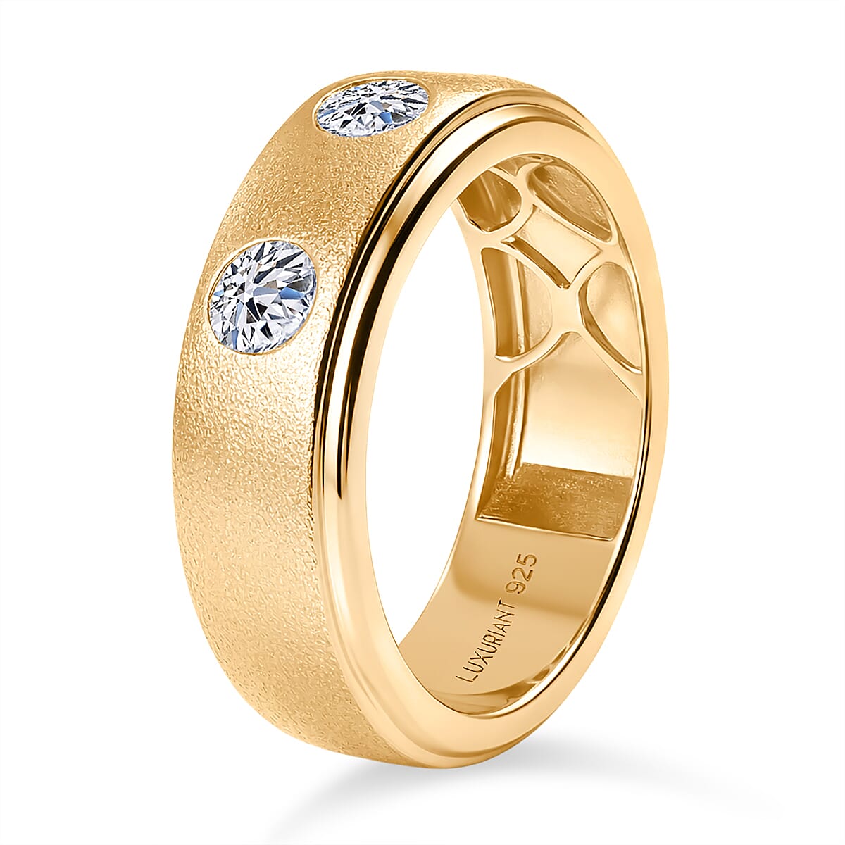 Luxuriant Lab Grown Diamond (SI-GH) Band Ring in 18K Vermeil Yellow Gold Plated Sterling Silver 1.00 Ct