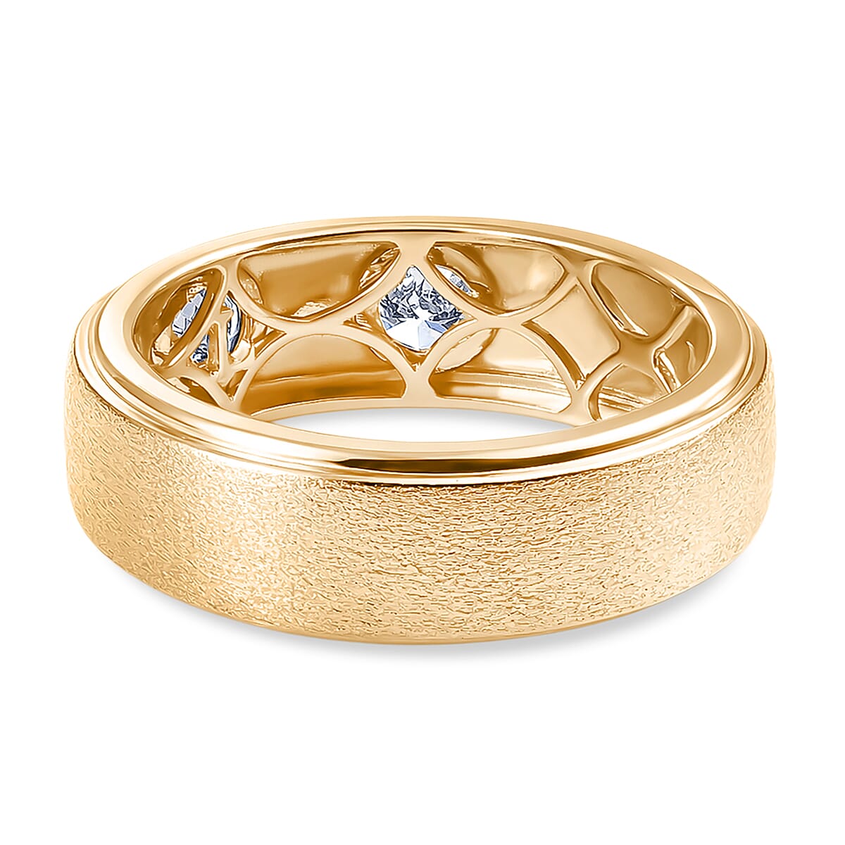 Luxuriant Lab Grown Diamond (SI-GH) Band Ring in 18K Vermeil Yellow Gold Plated Sterling Silver 1.00 Ct