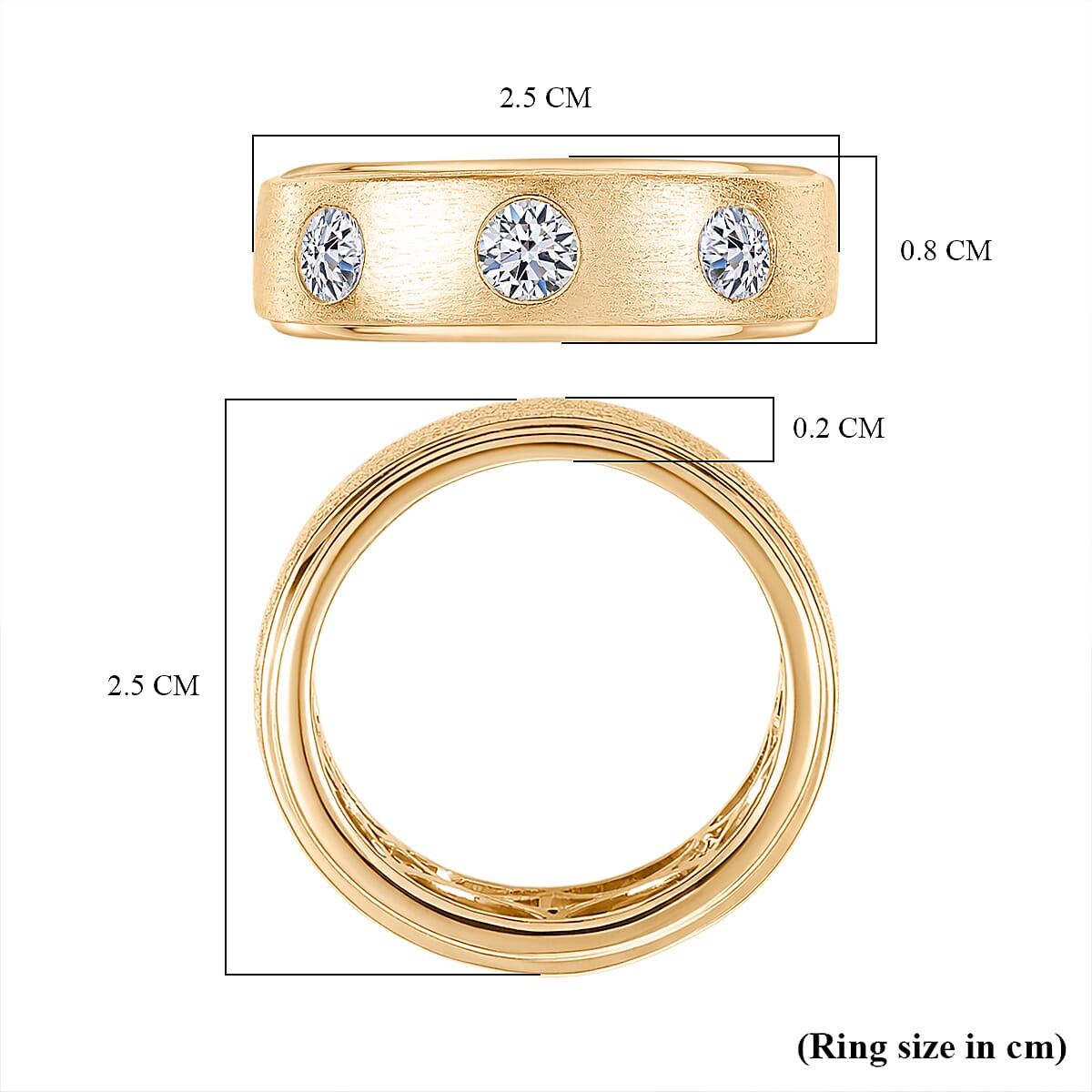 Luxuriant Lab Grown Diamond (SI-GH) Band Ring in 18K Vermeil Yellow Gold Plated Sterling Silver 1.00 Ct