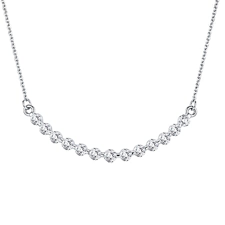 LUXURIANT 1 Ct. Lab Grown Diamond Necklace (Size - 20) with Lobster Clasp in Rhodium Overlay Sterling Silver (SI-G-H)