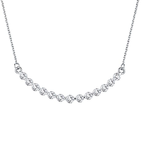 LUXURIANT SI-G-H Lab Grown Diamond Necklace (Size - 20) with Lobster Clasp in Rhodium Overlay Sterling Silver 1.00 Ct.