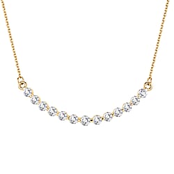 LUXURIANT 1 Ct. Lab Grown Diamond Necklace (Size - 20) in 18K Vermeil Yellow Gold Plated Sterling Silver (SI-G-H)