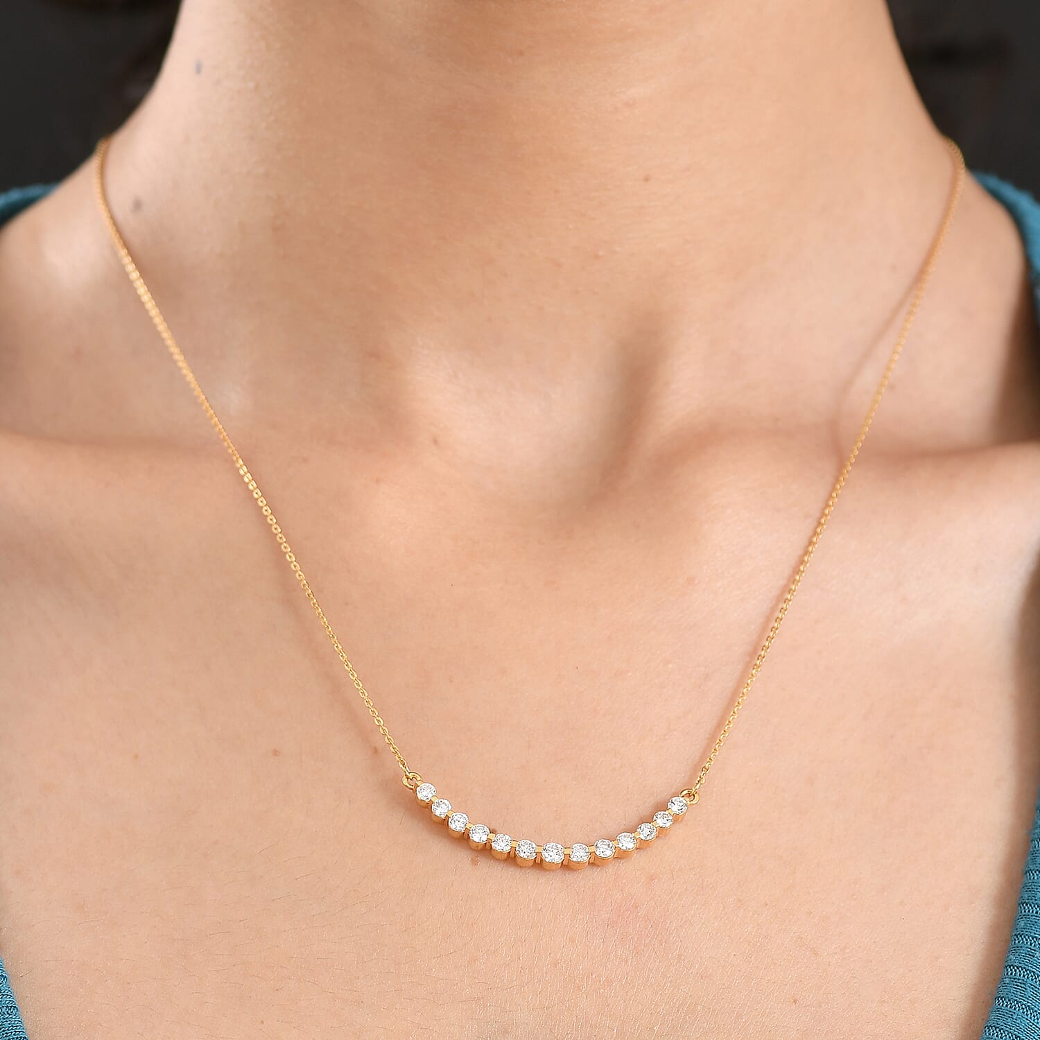 Royal Bali Collection - Luxuriant SI-G-H Lab Grown Diamond Necklace (Size - 20) in 18K Vermeil Yellow Gold Plated Sterling Silver 1.01 Ct.