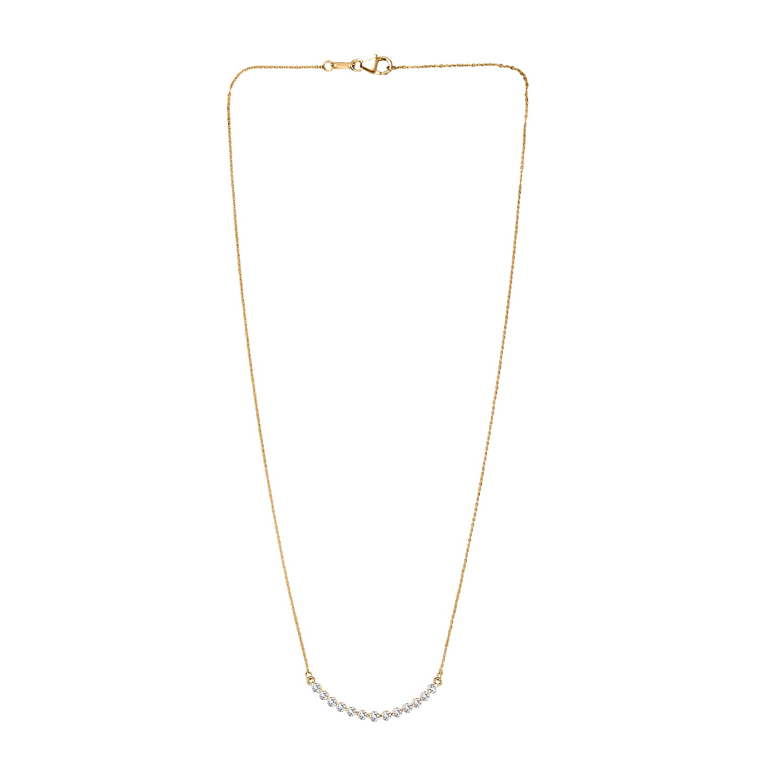 Royal Bali Collection - Luxuriant SI-G-H Lab Grown Diamond Necklace (Size - 20) in 18K Vermeil Yellow Gold Plated Sterling Silver 1.01 Ct.