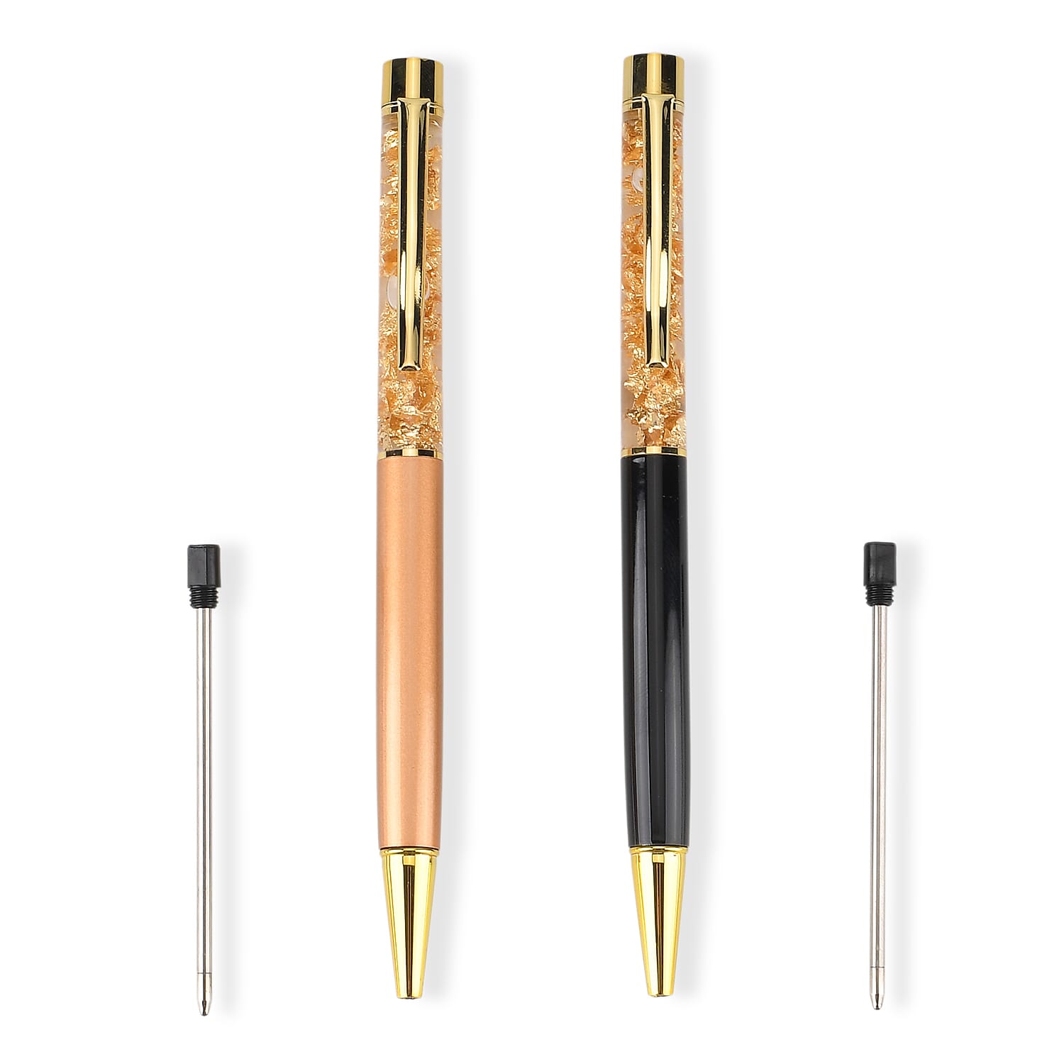 Two-Piece Gold Ballpoint Pen Set with 2 Refills (13.8cm)