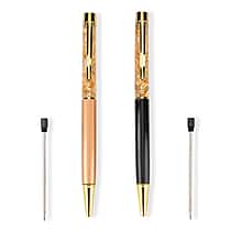 Two-Piece Gold Ballpoint Pen Set with 2 Refills (13.8cm)