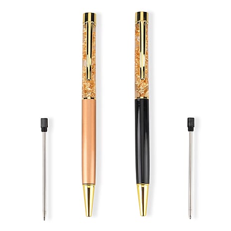Two-Piece Gold Ballpoint Pen Set with 2 Refills (13.8cm)