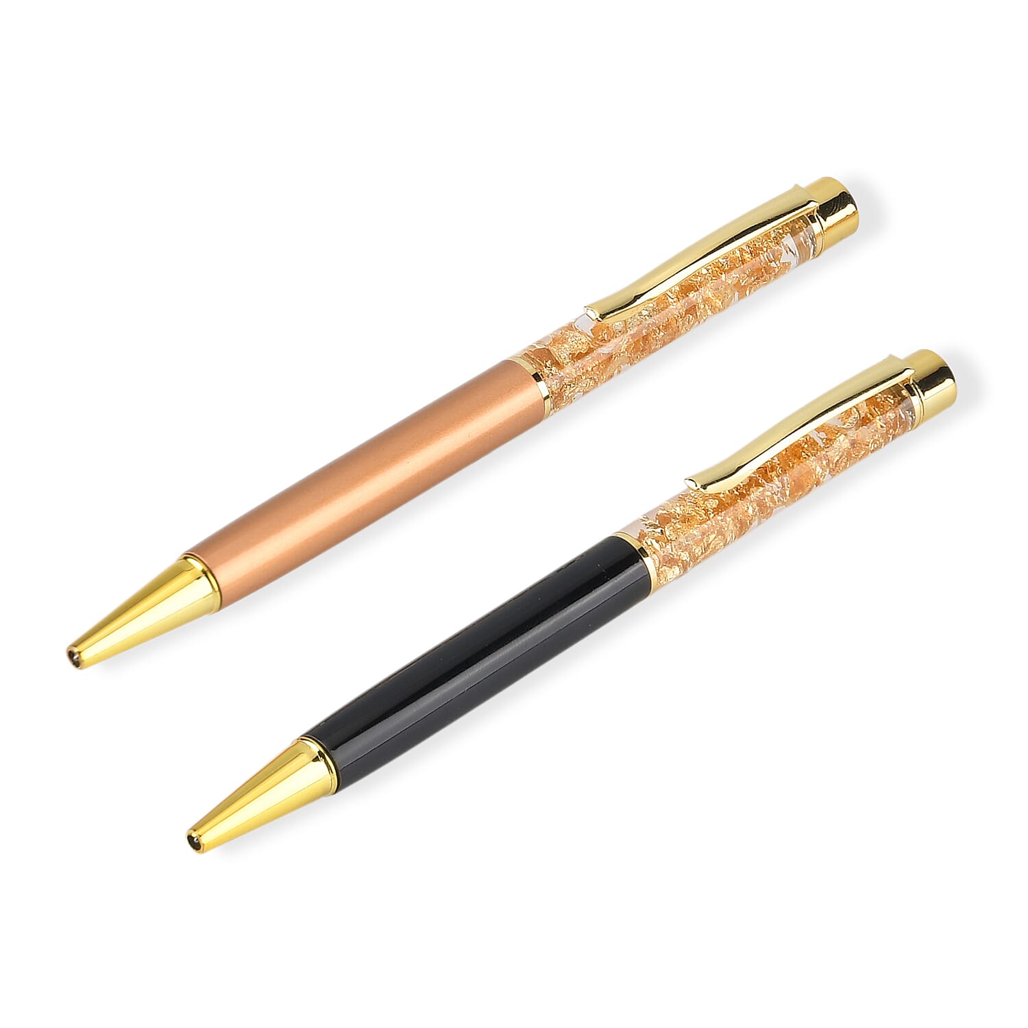 Two-Piece Gold Ballpoint Pen Set with 2 Refills (13.8cm)