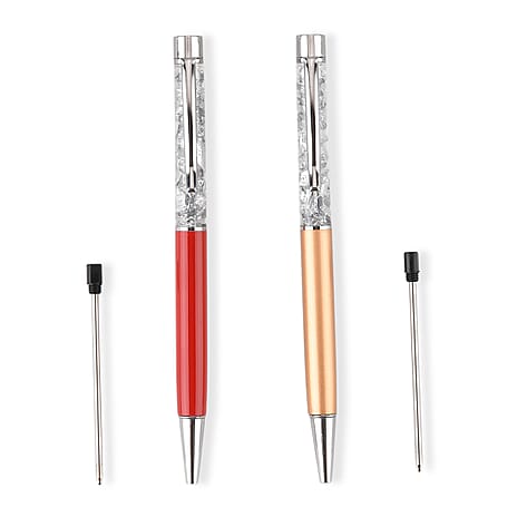 Two-Piece Silver Ballpoint Pen Set with 2 Refills (13.8cm)