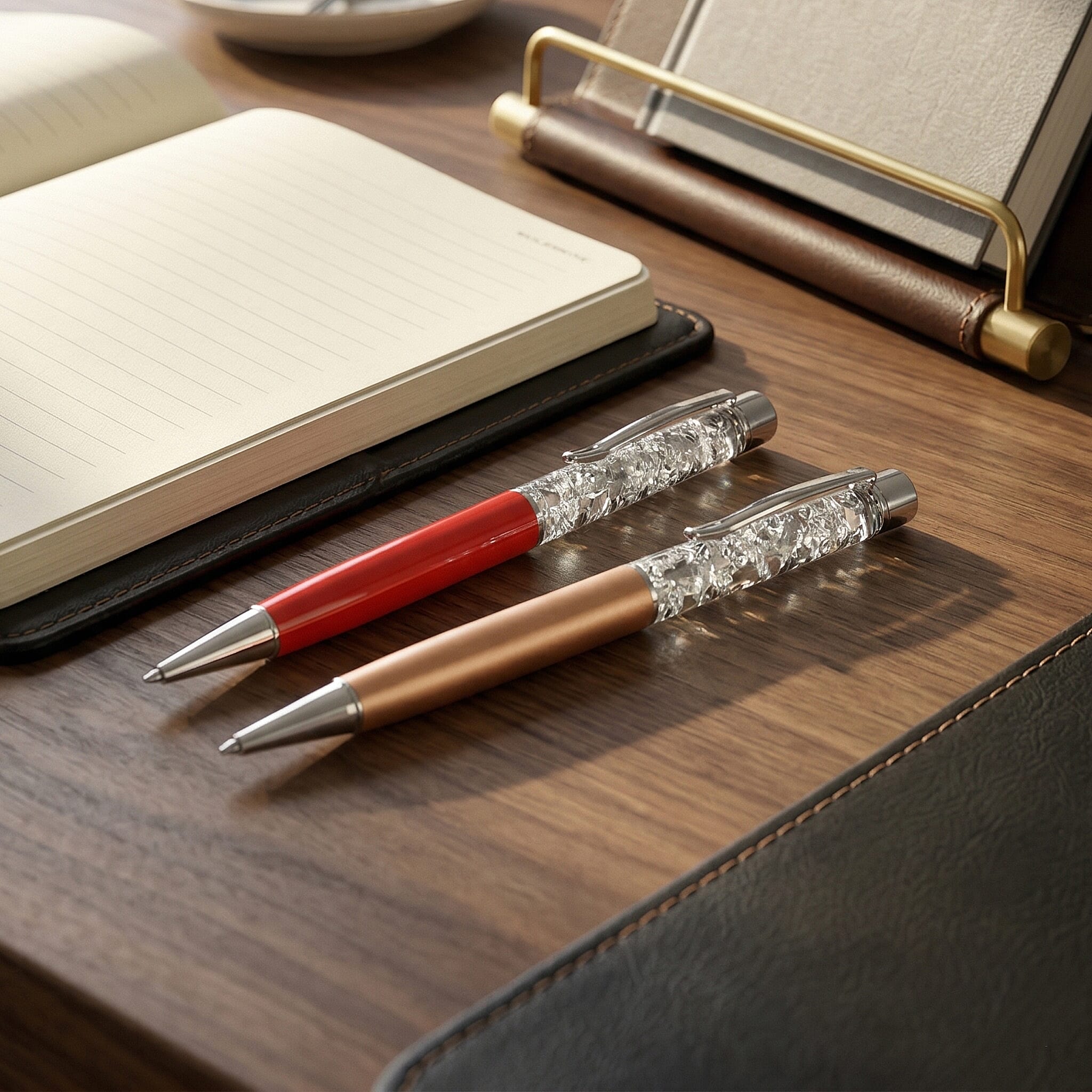 Two-Piece Silver Ballpoint Pen Set with 2 Refills (13.8cm)