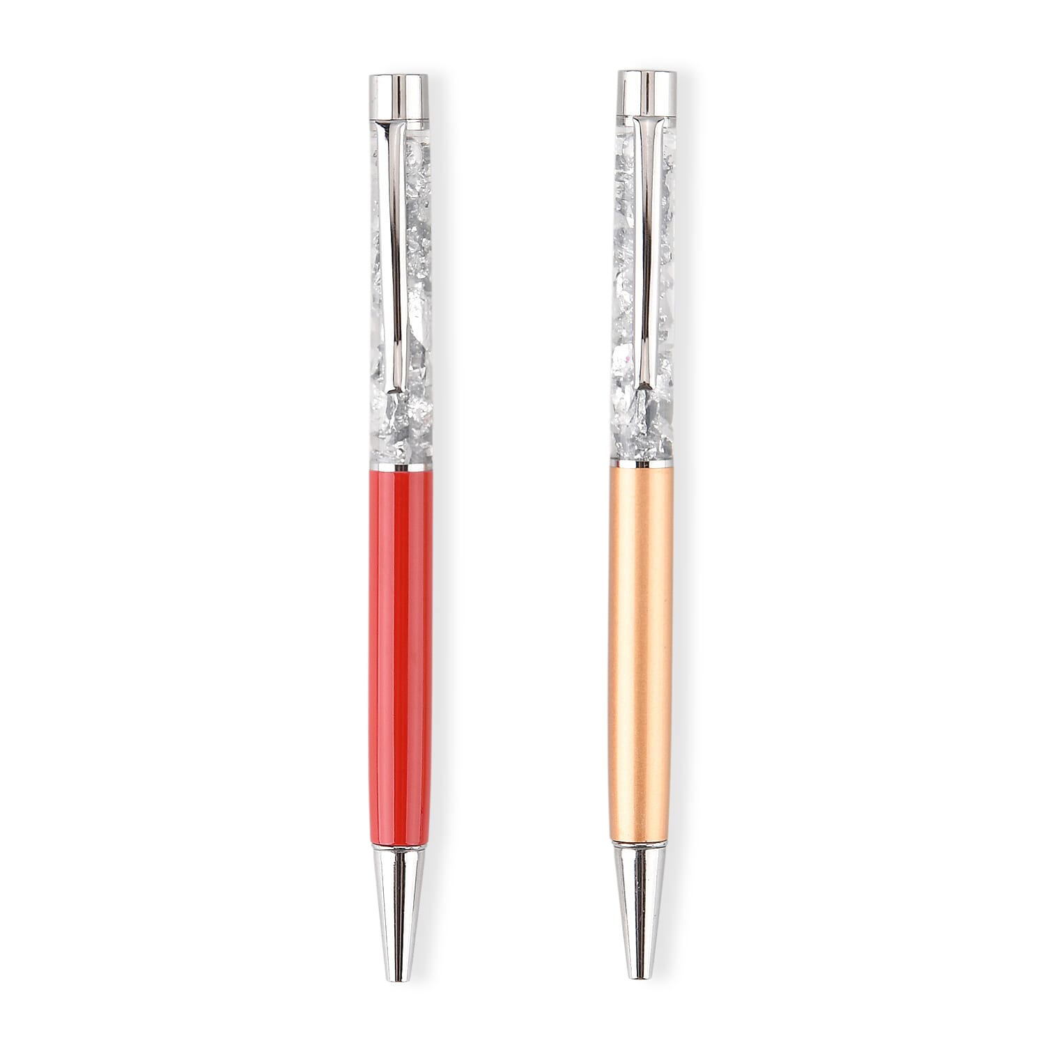 Two-Piece Silver Ballpoint Pen Set with 2 Refills (13.8cm)