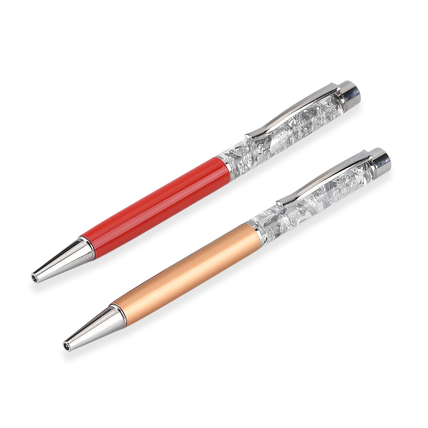 Two-Piece Silver Ballpoint Pen Set with 2 Refills (13.8cm)